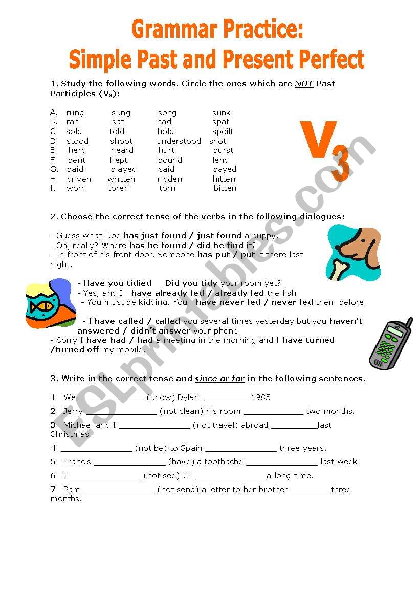 Grammar Practice Simple Past Vs Present Perfect ESL Worksheet By Jujuka