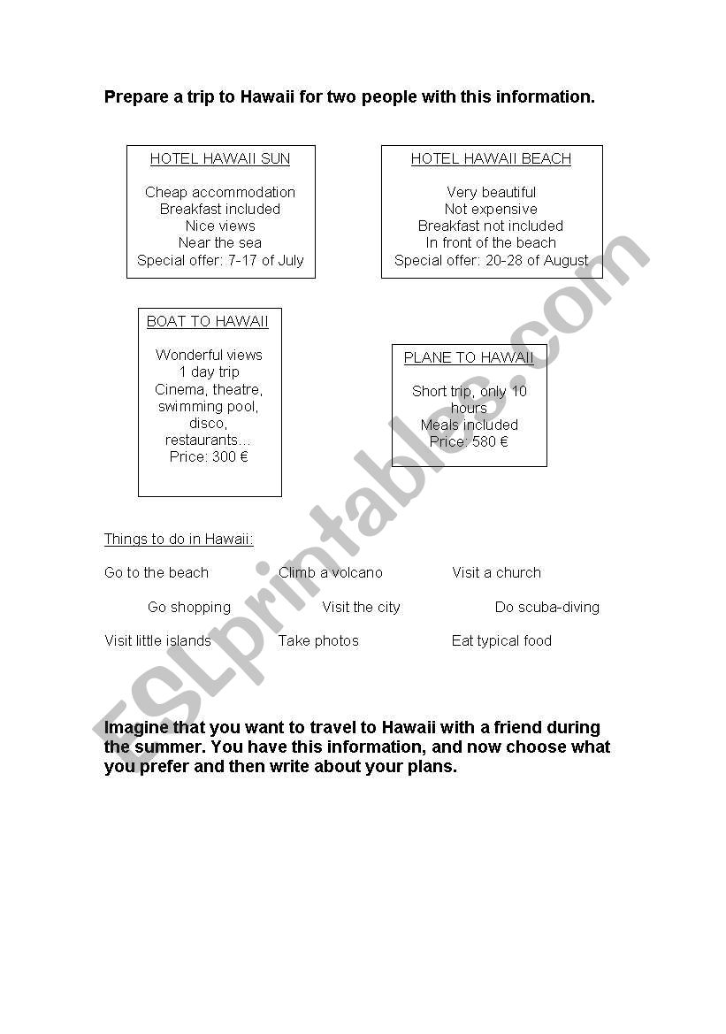 Preparing a trip worksheet