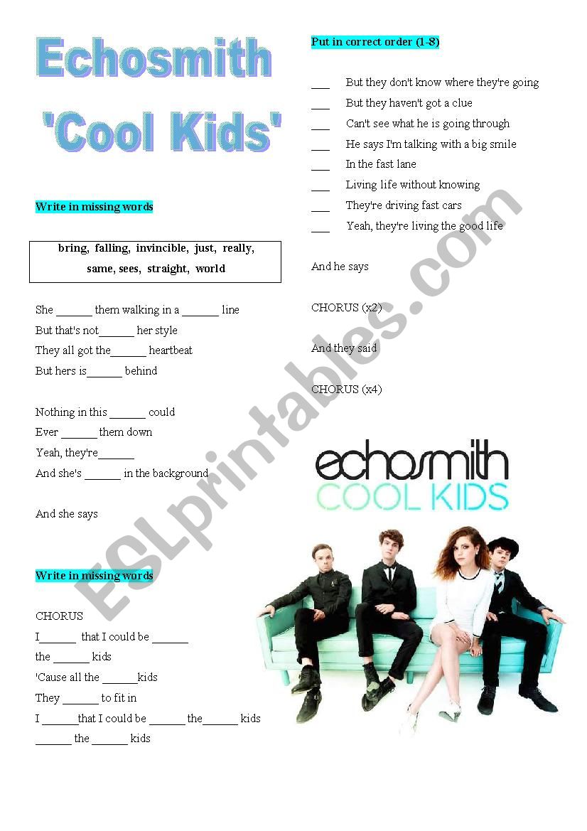 echosmith-cool-kids-esl-worksheet-by-pawag