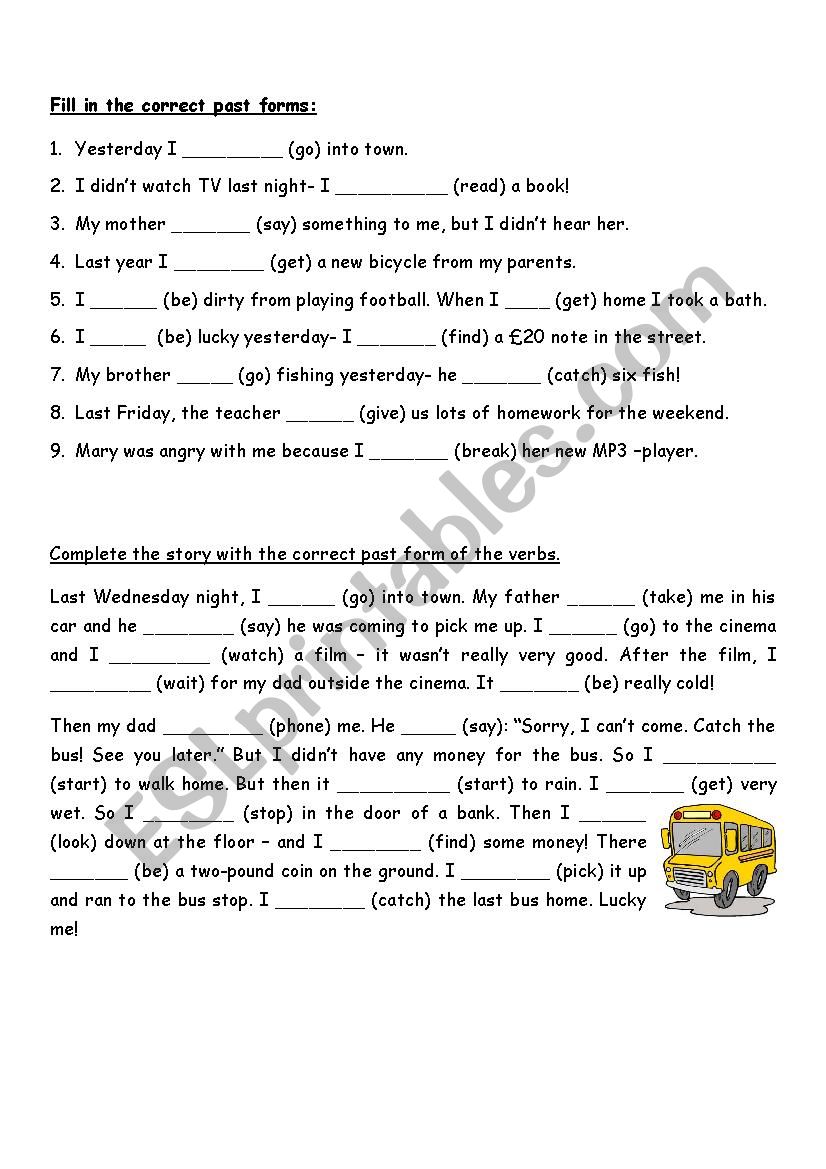 Past  Tense worksheet