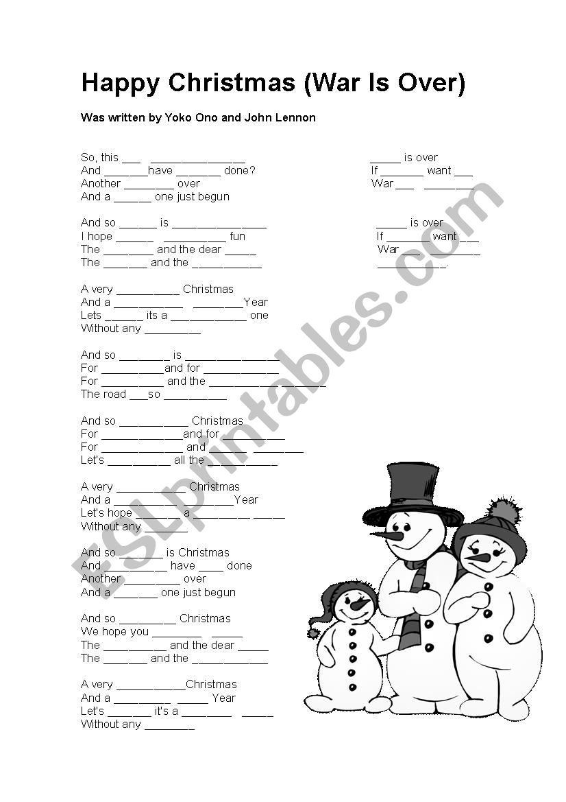 CHRISTMAS SONG ACTIVITY worksheet