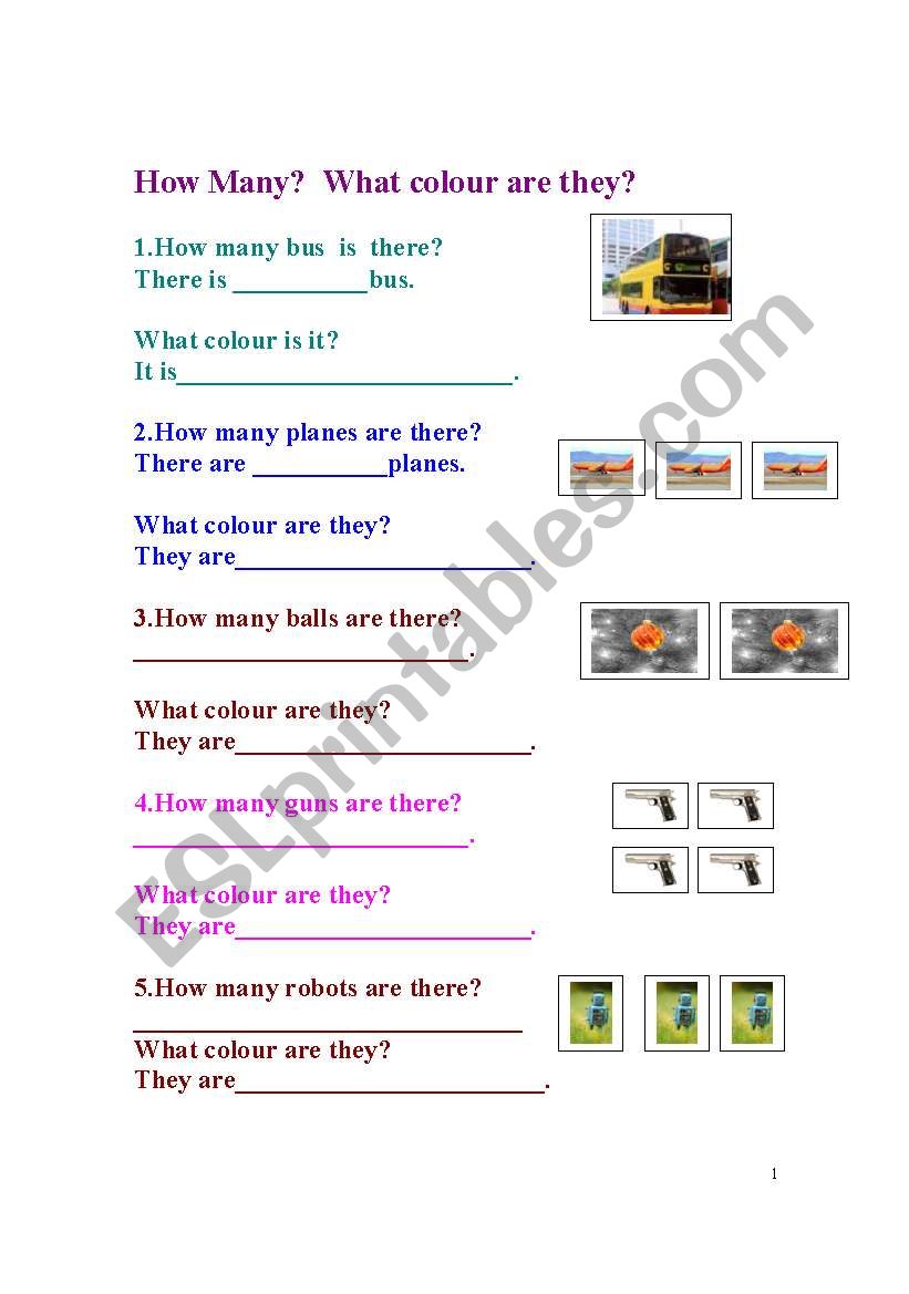 How many ? & What colour ? worksheet