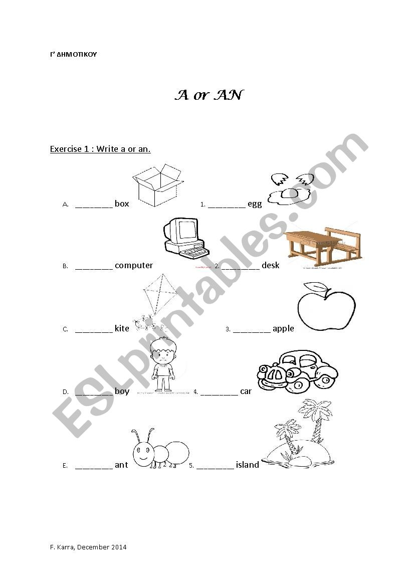 A or an?  worksheet