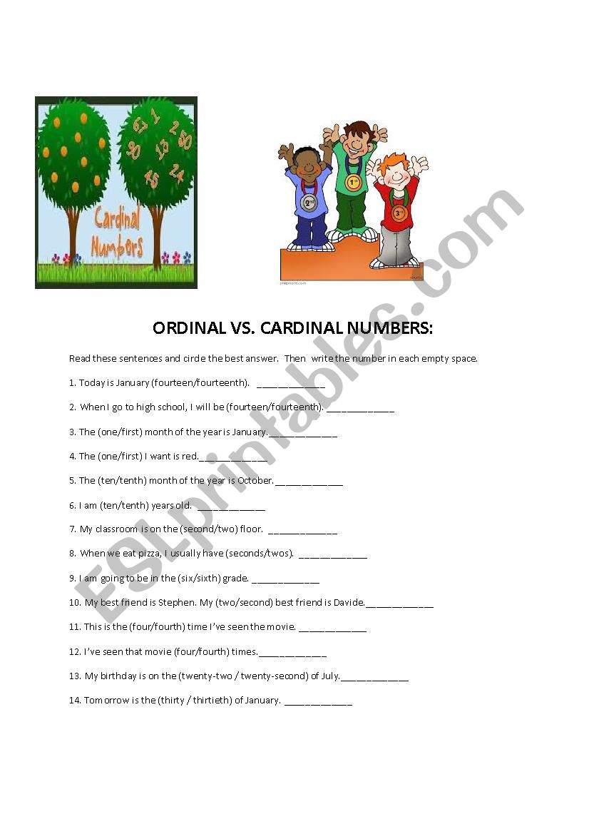 Cardinal Vs Ordinal Numbers
