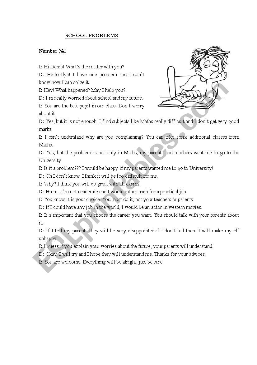 School problems worksheet