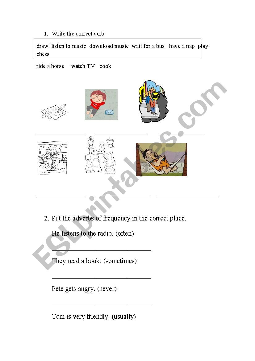 Frequency adverbs worksheet