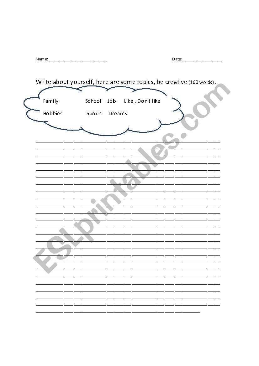 Tell me about you worksheet