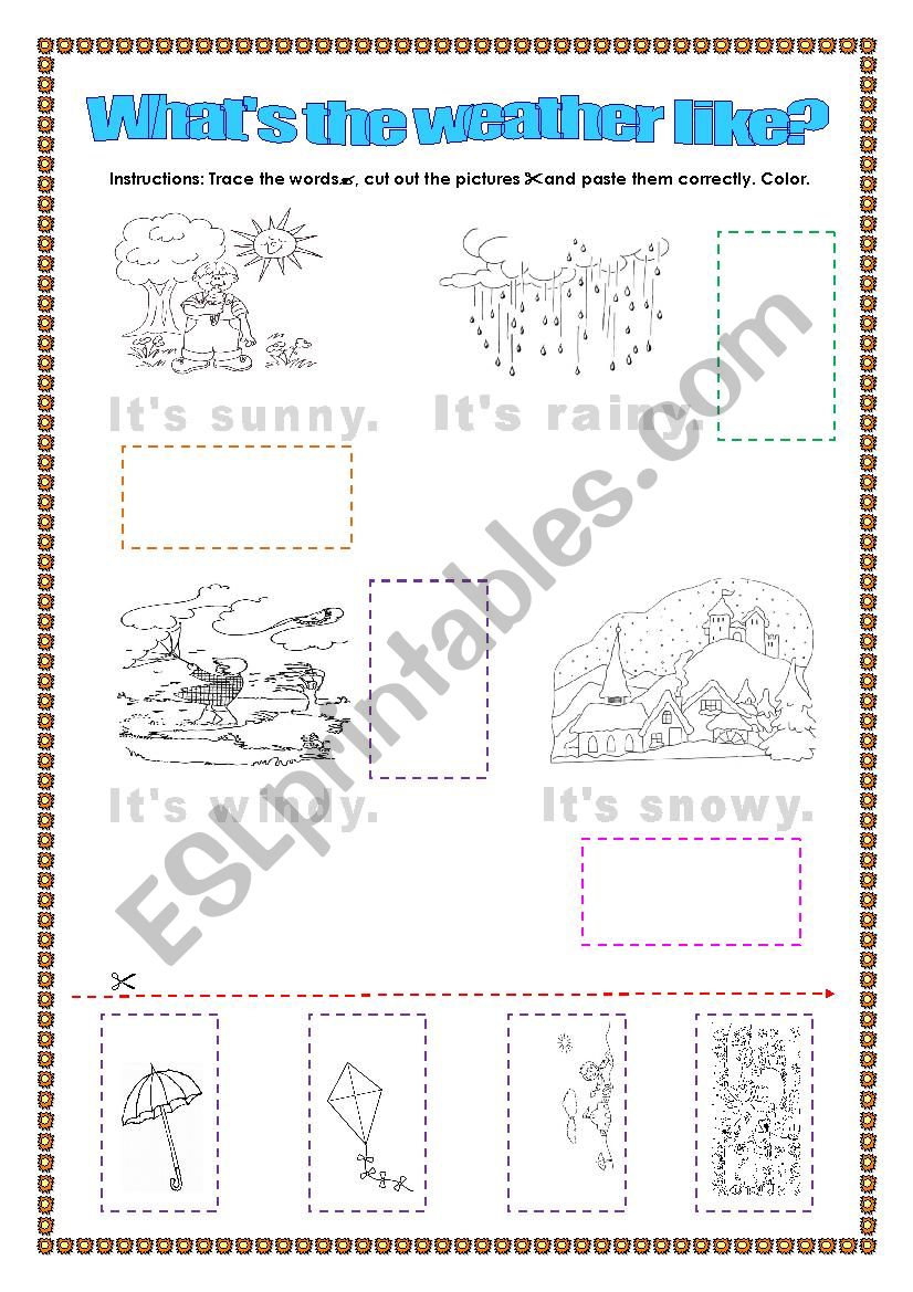 WHAT´S THE WEATHER LIKE? FOR KIDS - ESL worksheet by Sonyta04