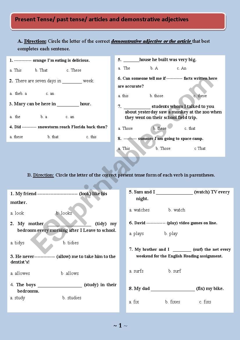 Grammar exercises: present tense & irregular verbs