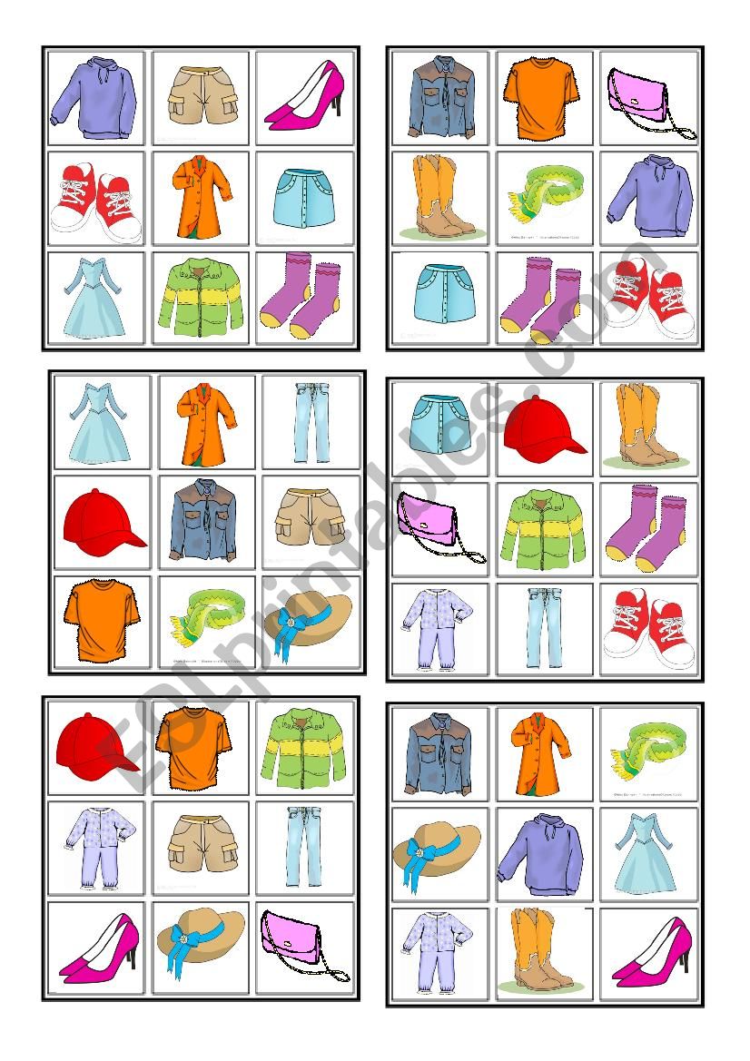 clothes worksheet