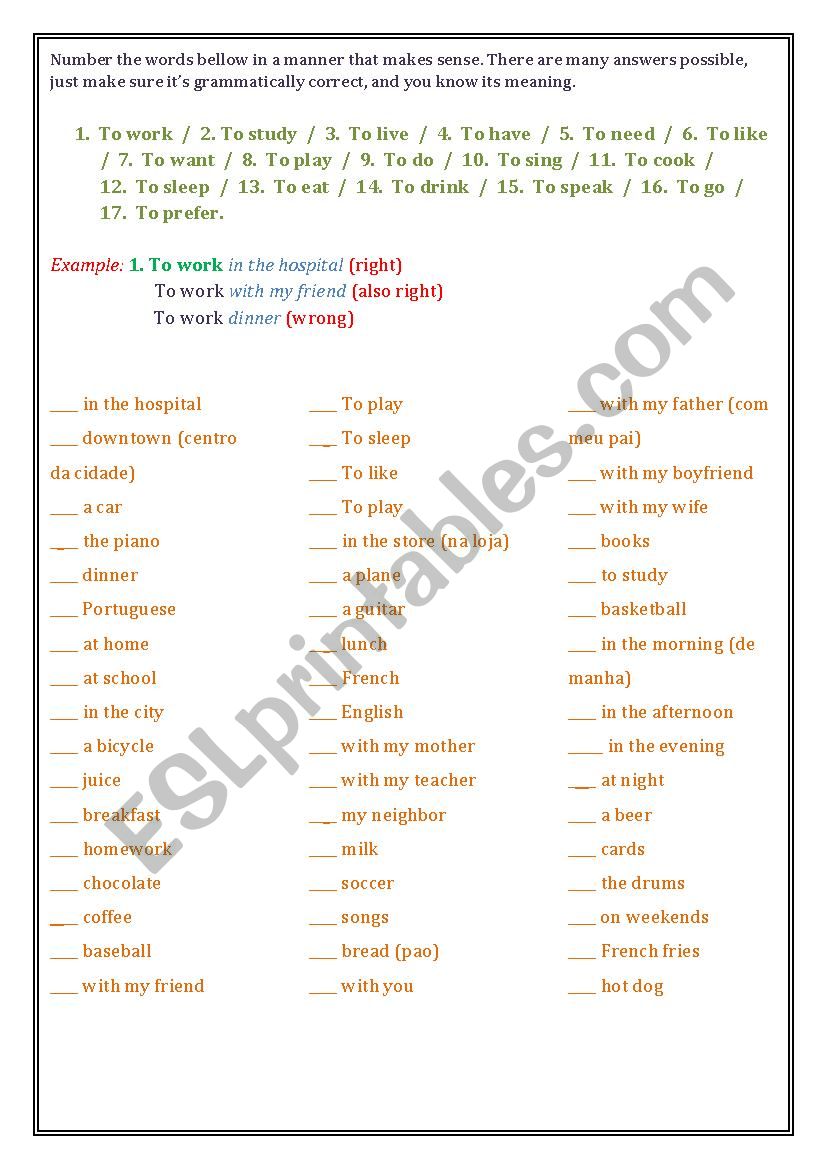 verbs esl worksheet by loyola