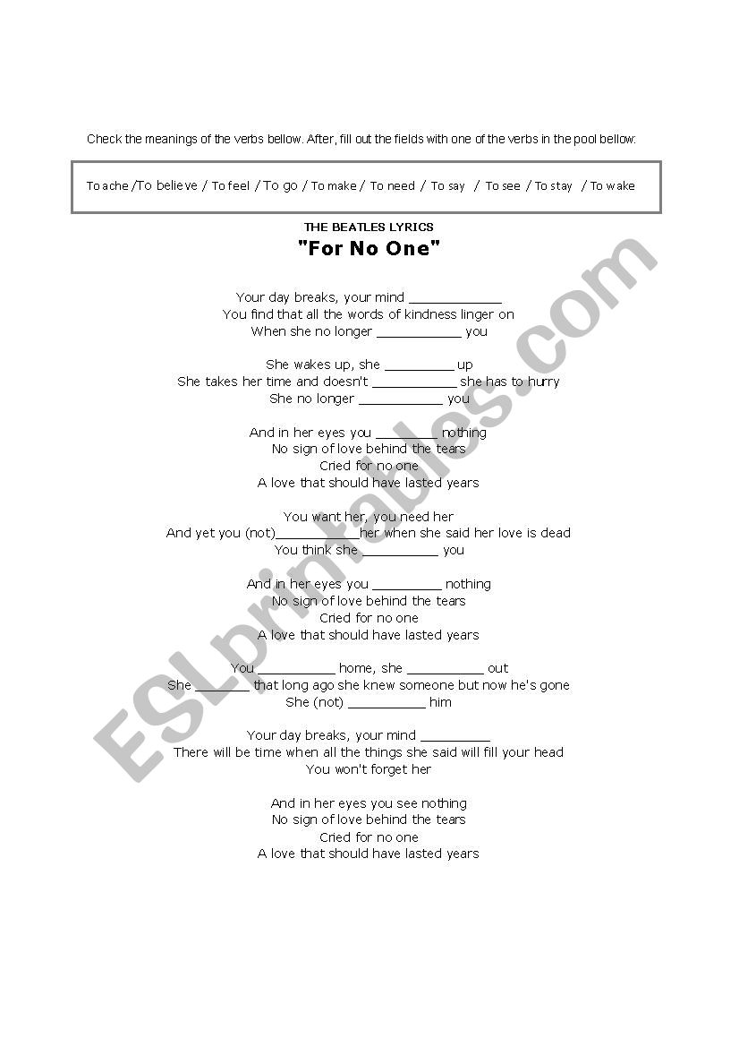 Beatles Lyrics to teach Simple Present