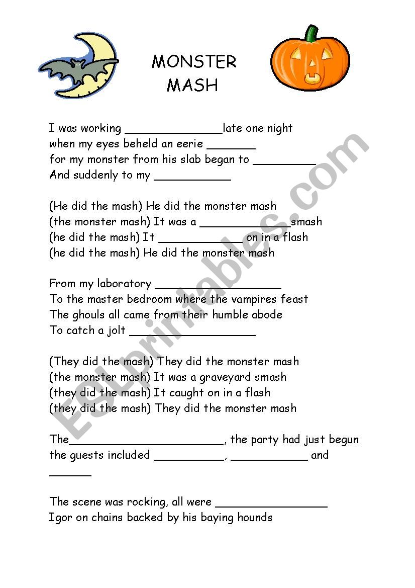 Monster Mash worksheet