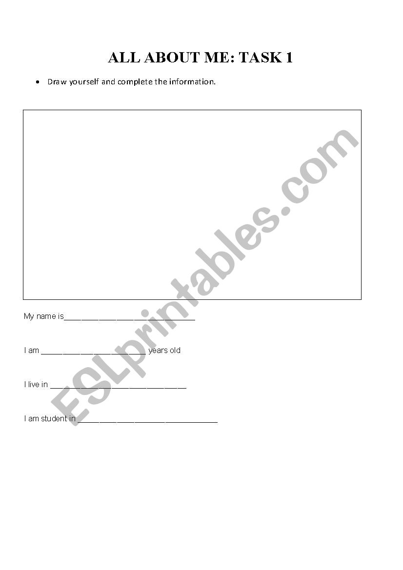 ALL ABOUT  ME worksheet