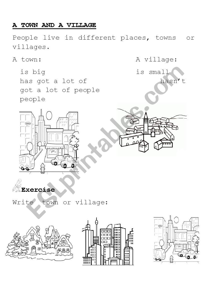 town and village worksheet