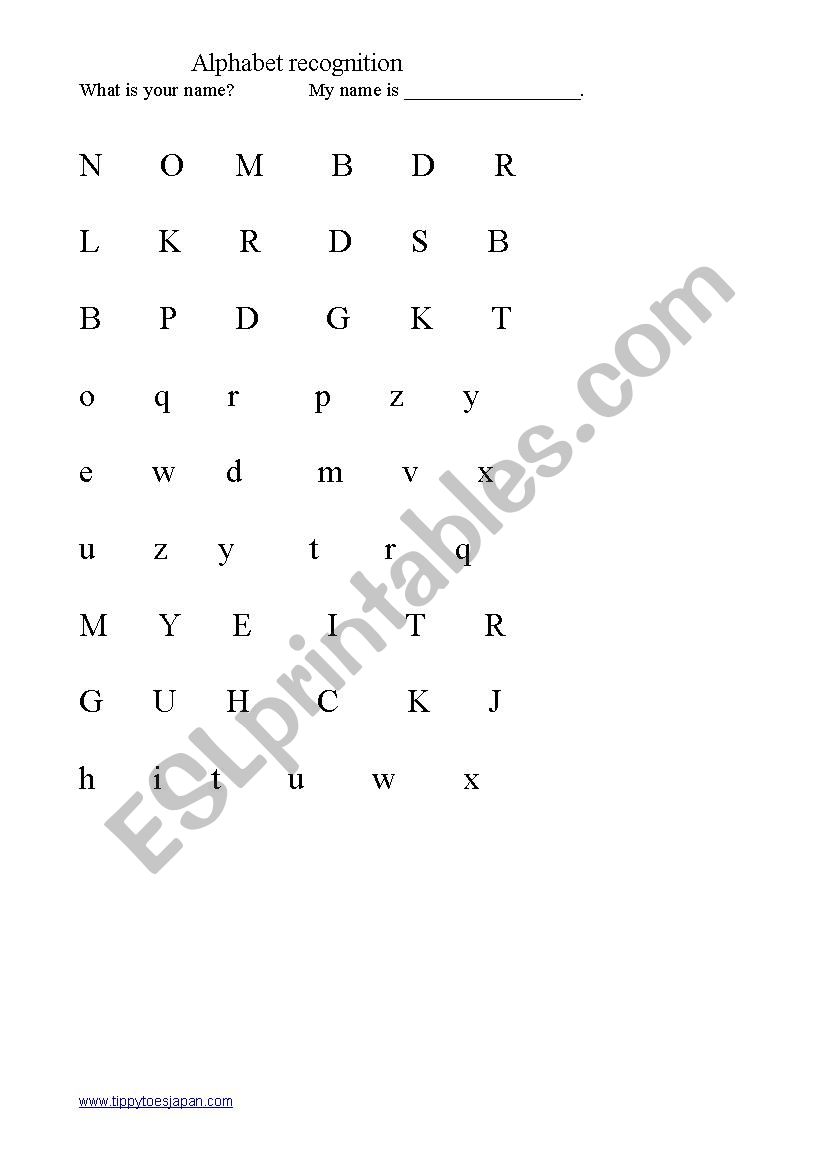 Alphabet recognition worksheet