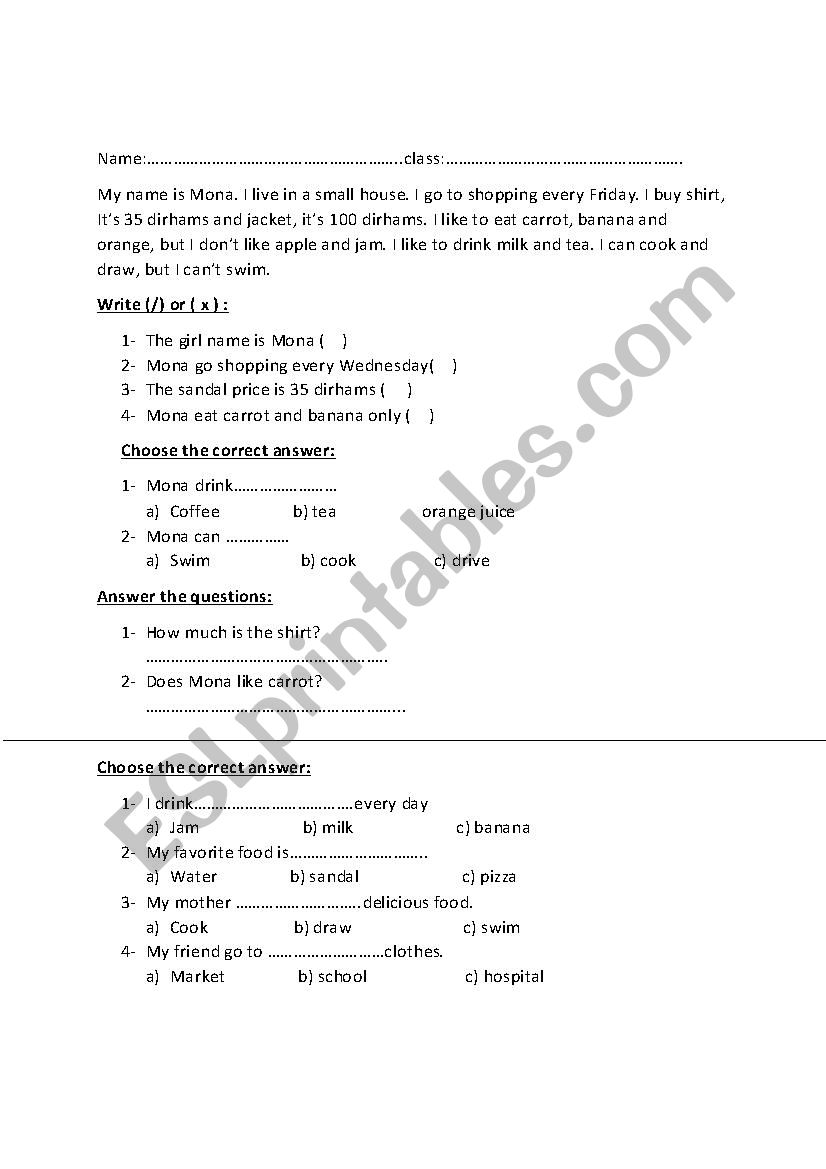 exam for grade 2 worksheet