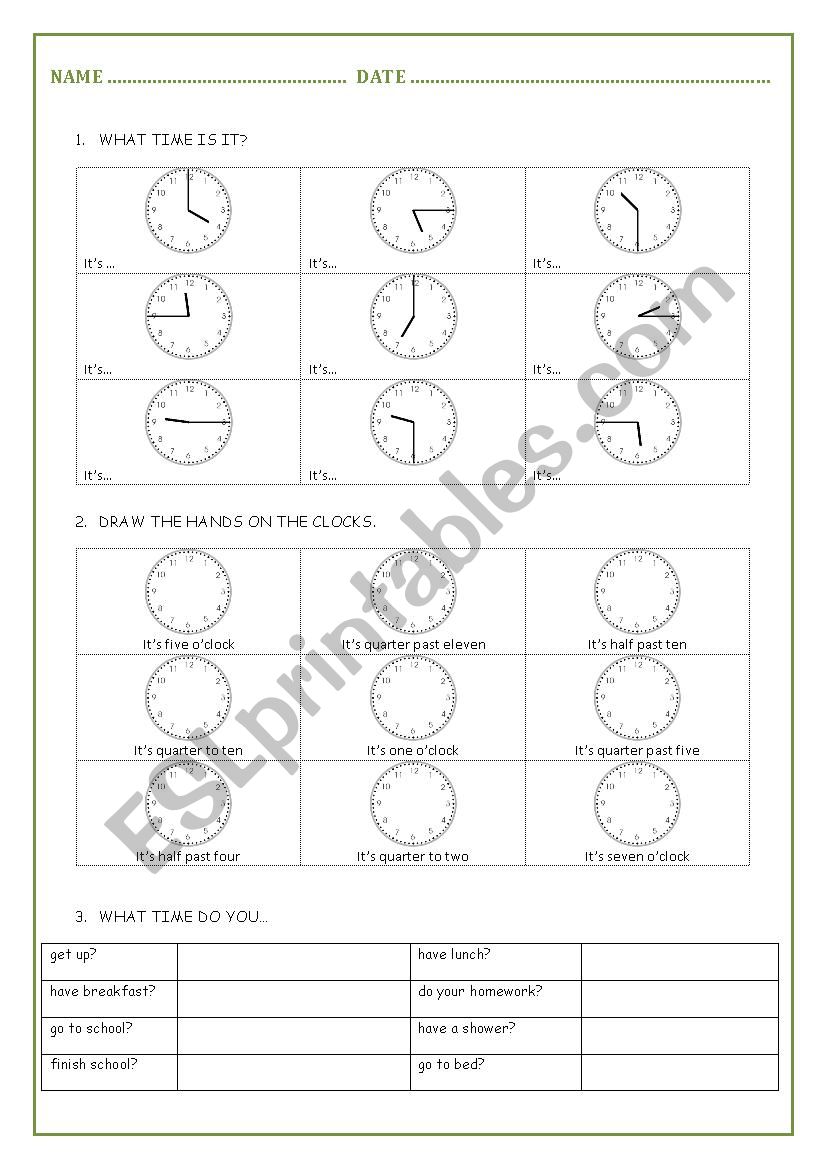 WHAT TIME IS IT? worksheet