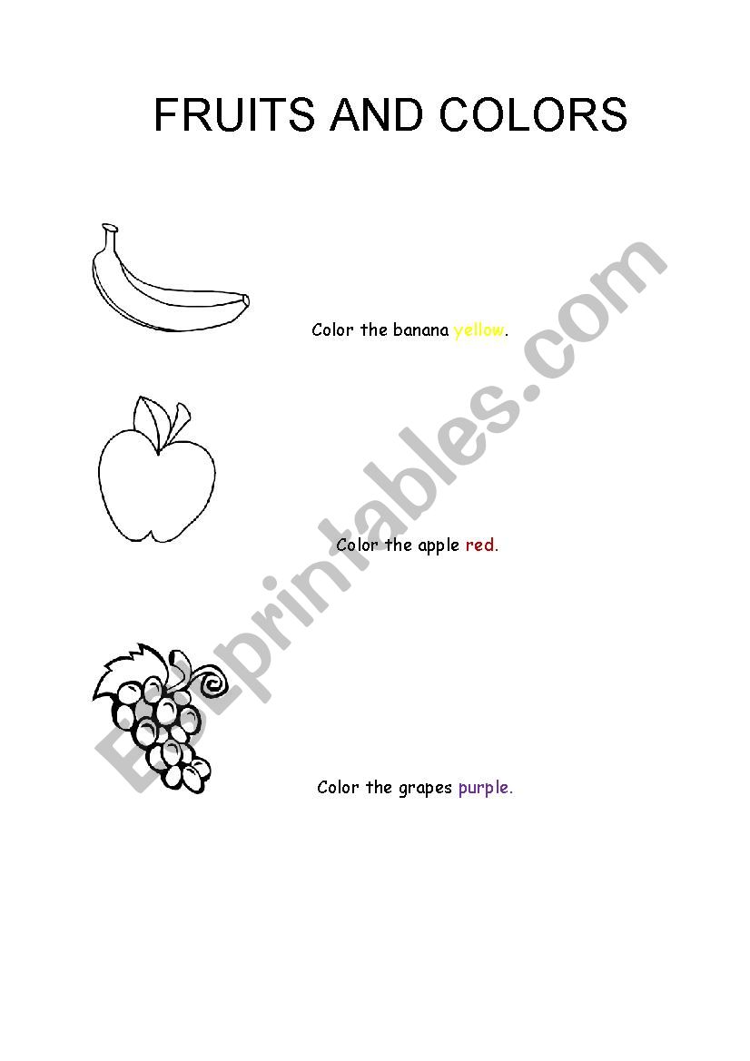 Fruits and colors worksheet