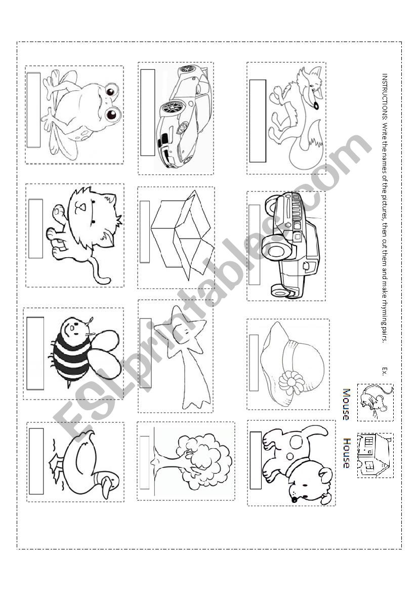 rhyming words esl worksheet by miss marla