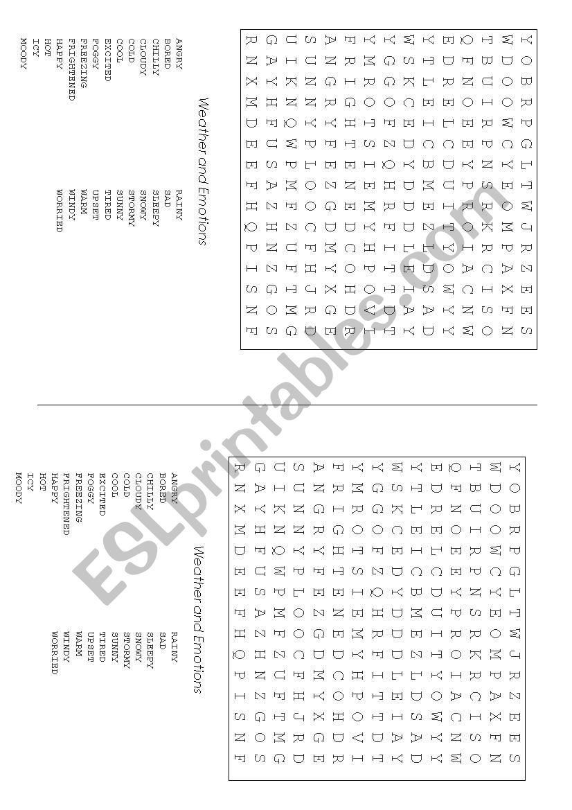 weather and emotions worksheet