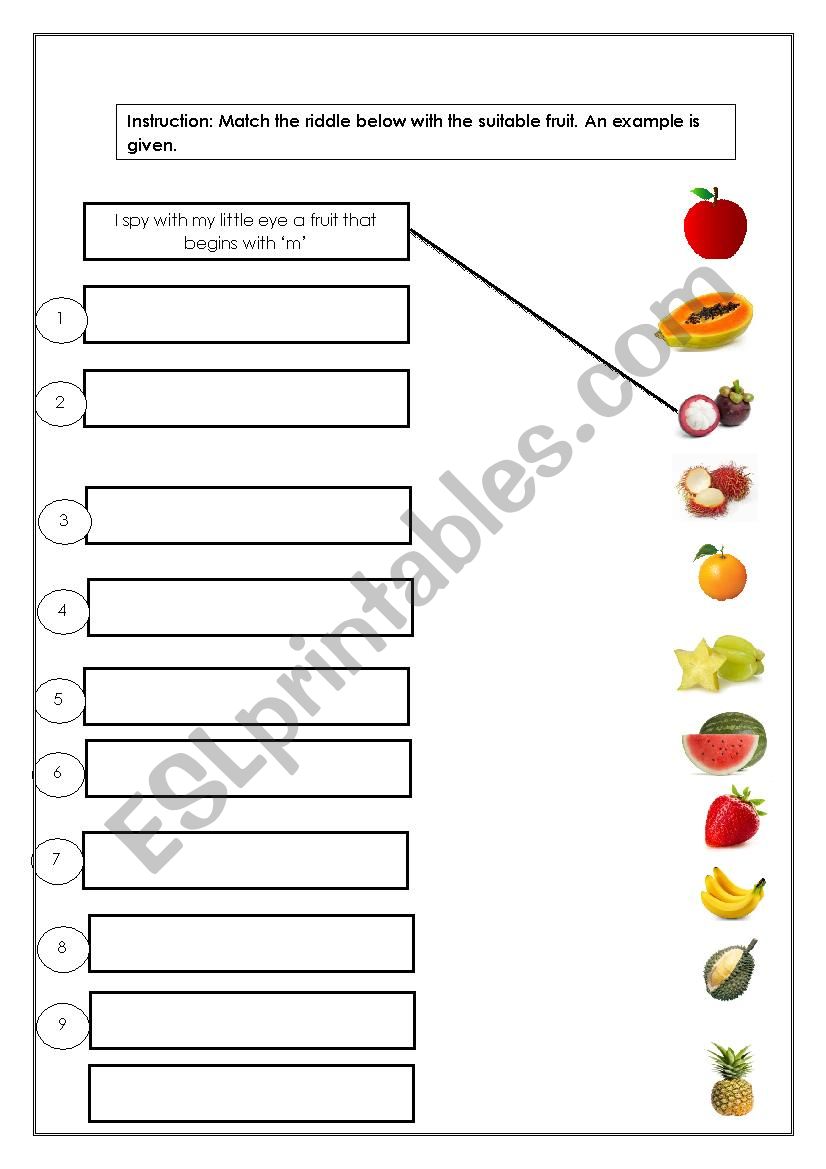 Year 3 KSSR Fresh Fruits  worksheet