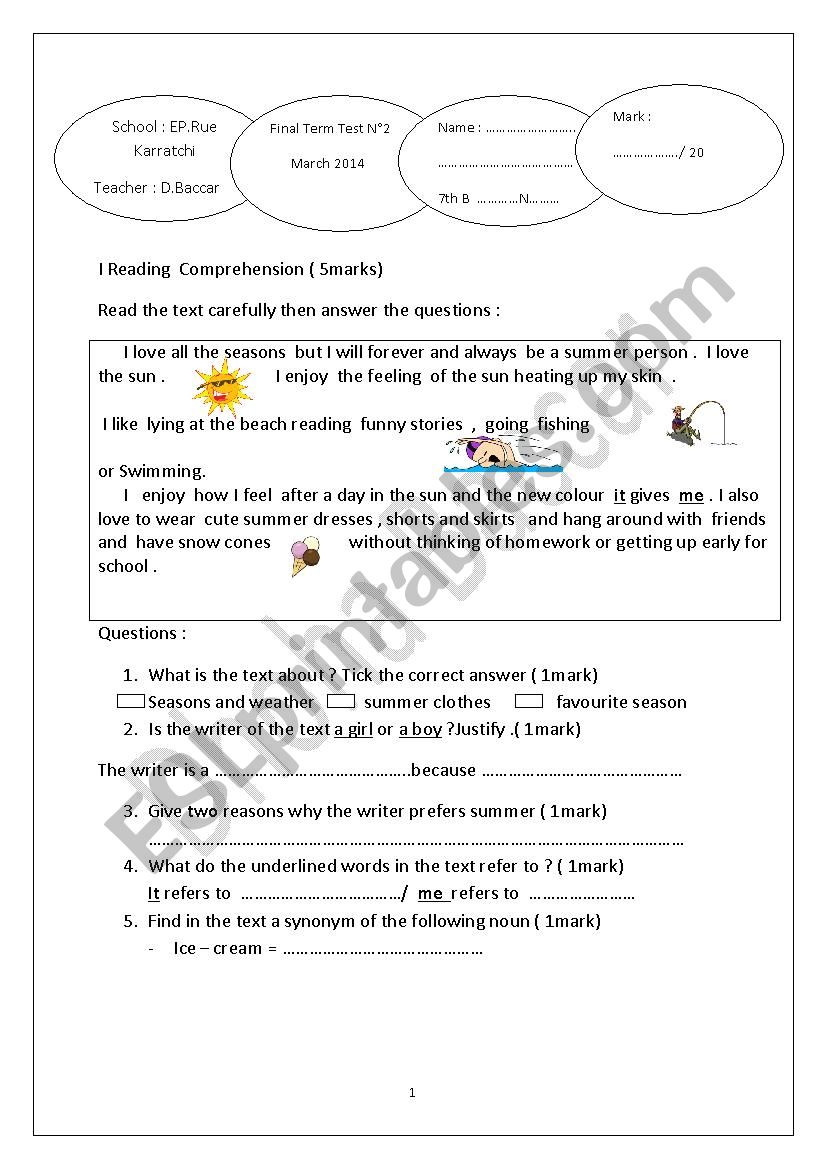 EXAM worksheet