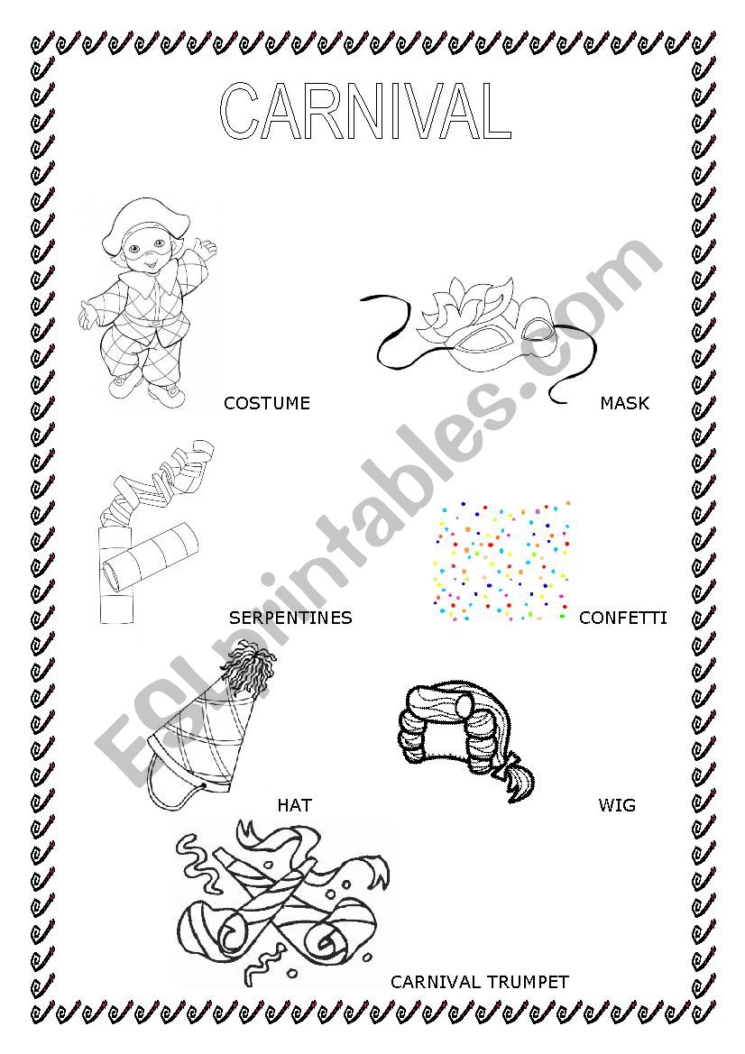 Carnival Vocabulary - ESL worksheet by Paola81