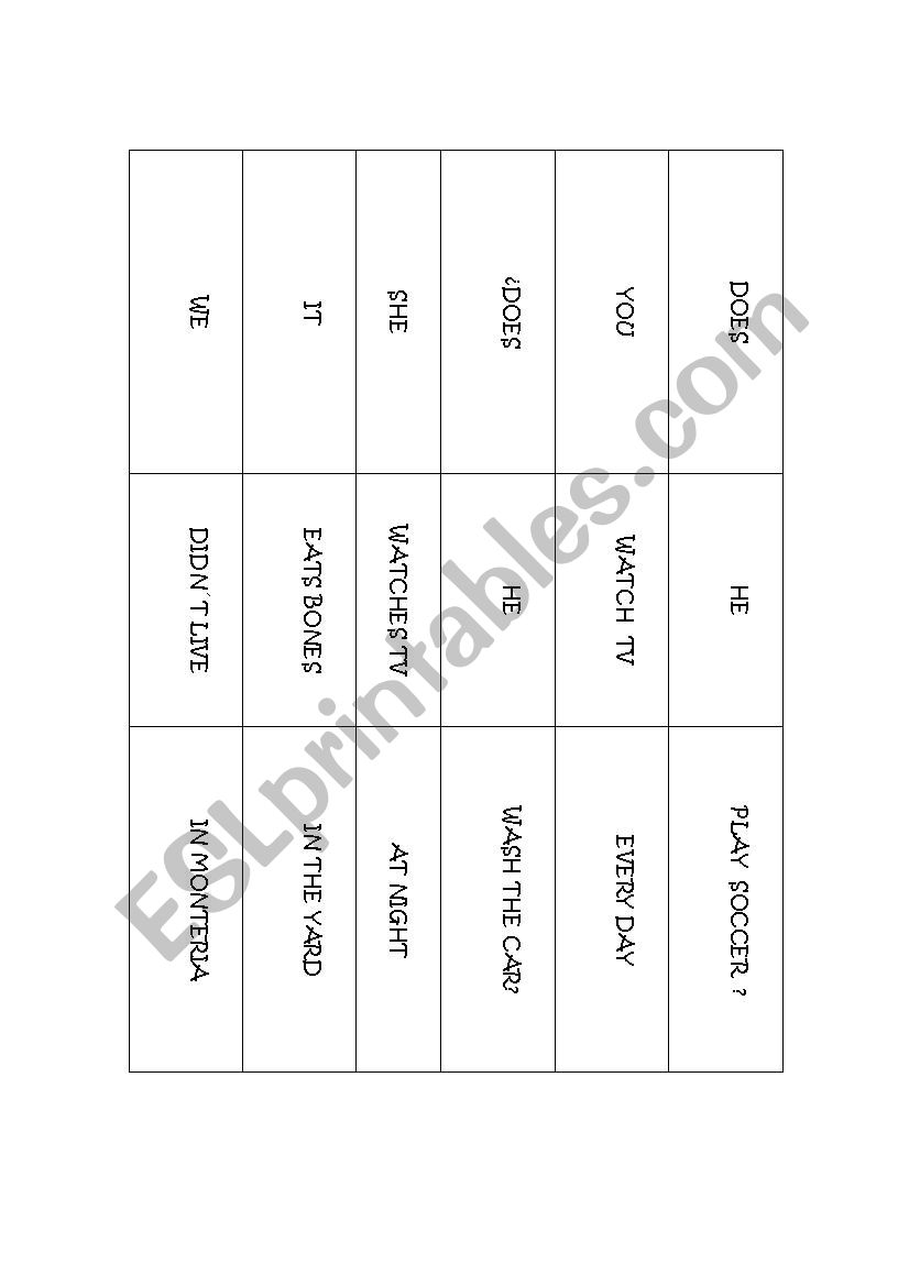 dominoes worksheet