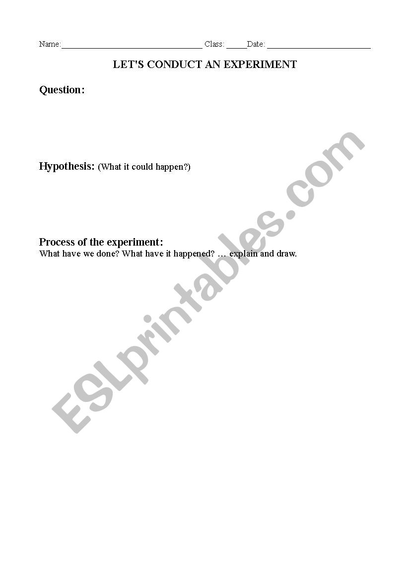 conduct an experiment worksheet