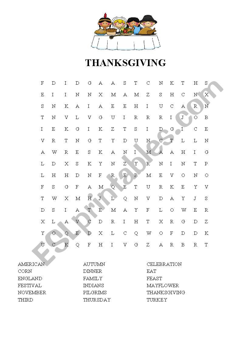 THANKSGIVING worksheet