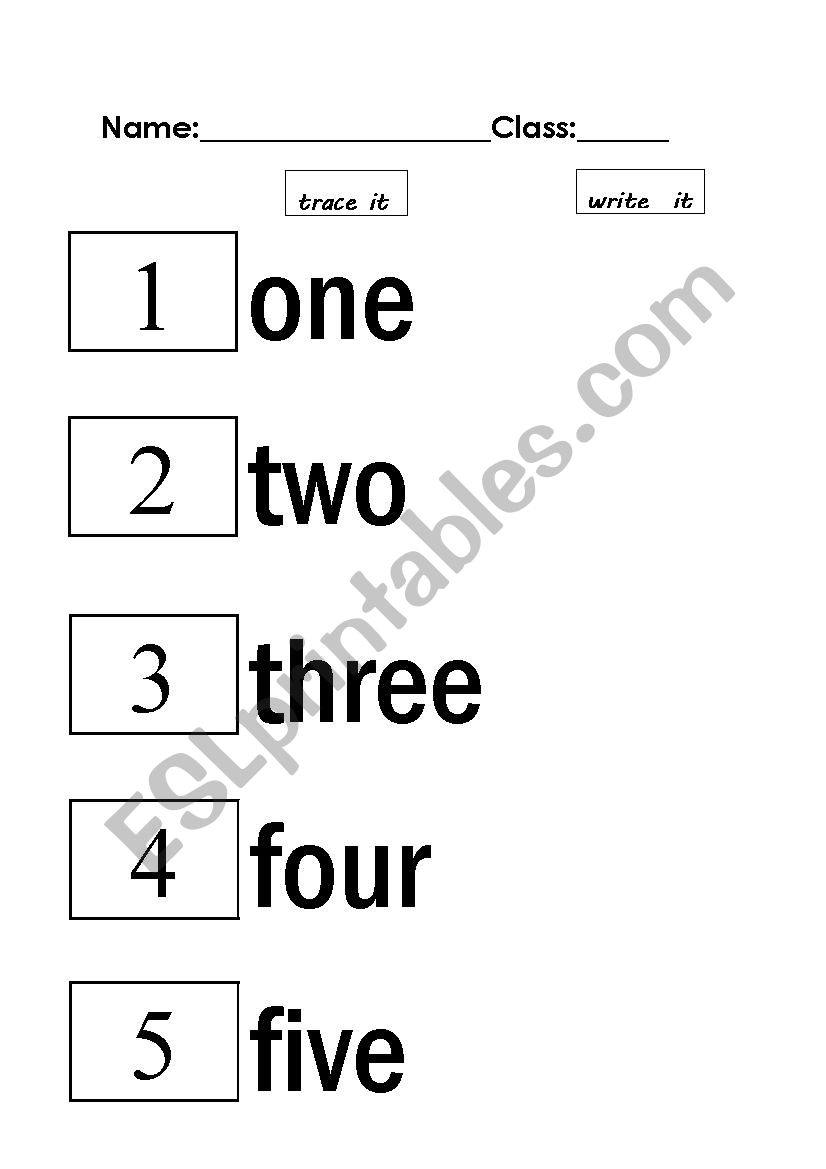 number name tracing 1-5 worksheet