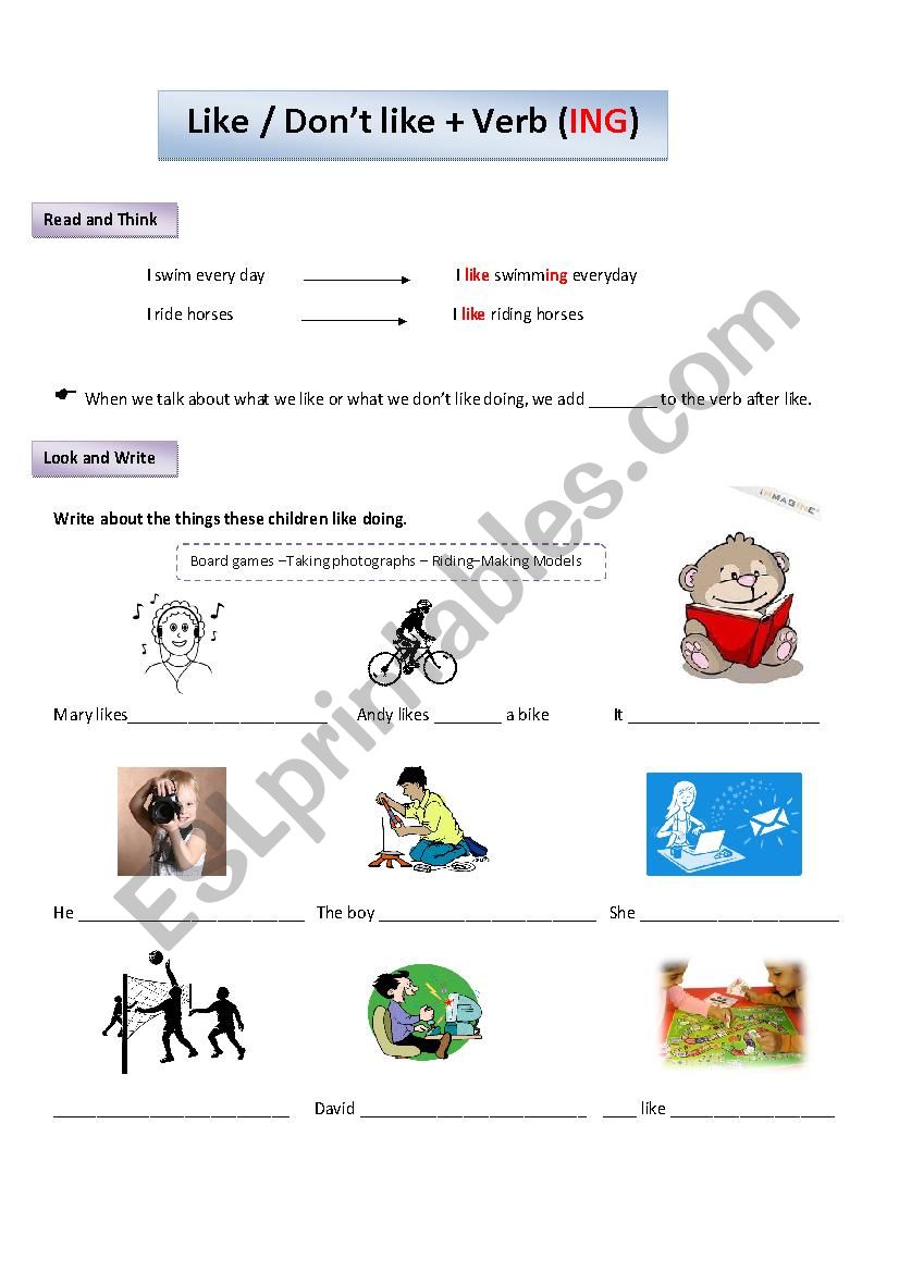 Hobbies  worksheet