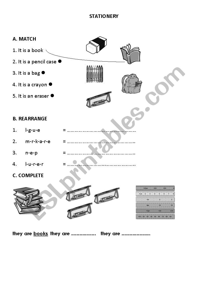 Stationery worksheet