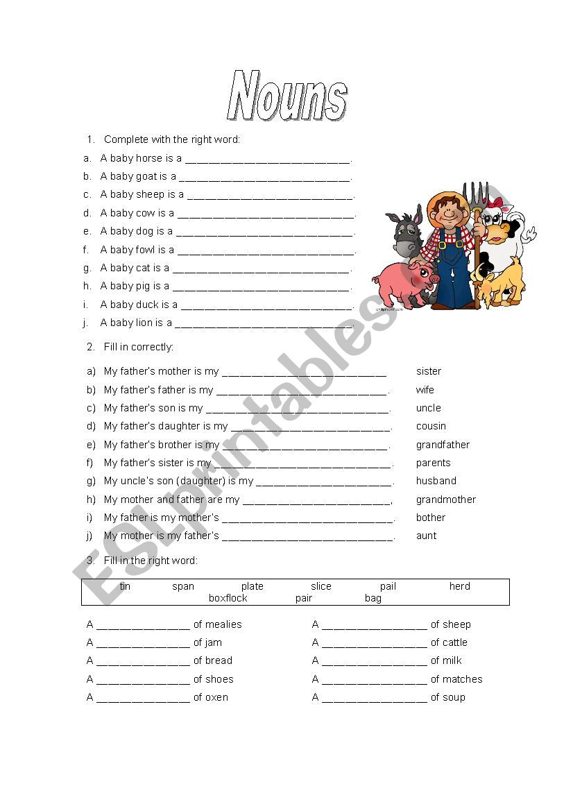 Vocabulary Nouns worksheet