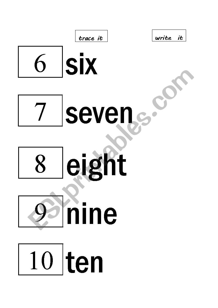 number-name-tracing-6-10-esl-worksheet-by-jae011