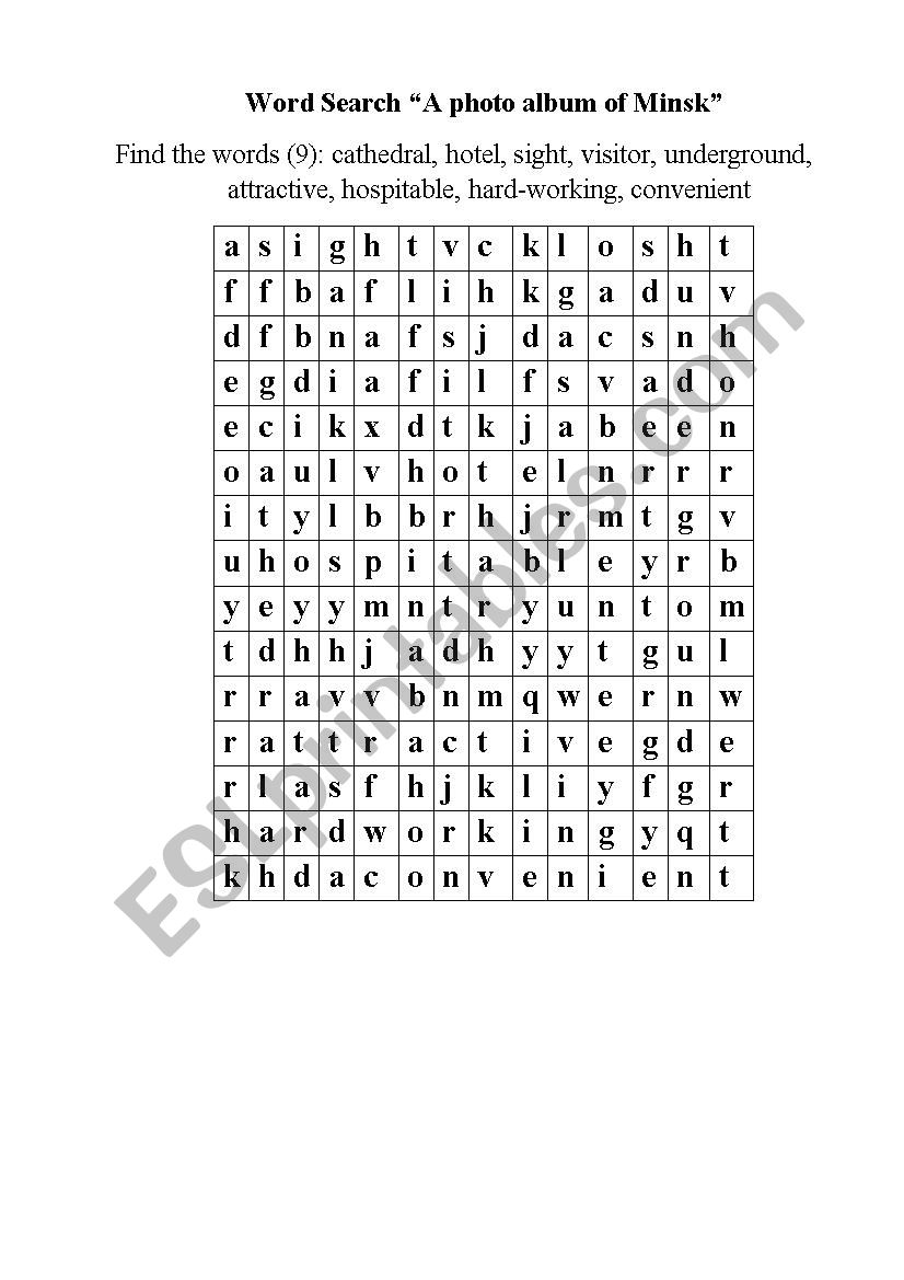 Word Search worksheet