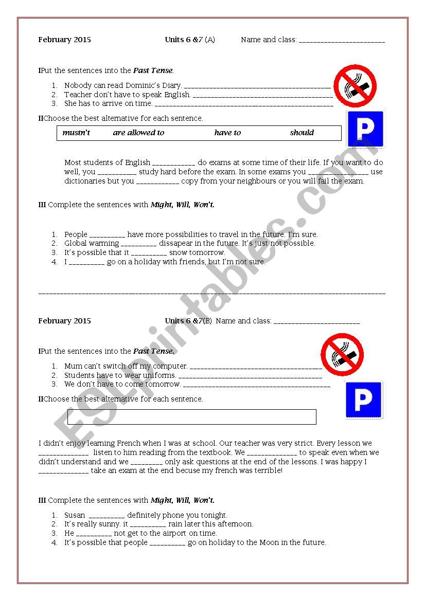 Obligations and permissions: May/ Might/ Will