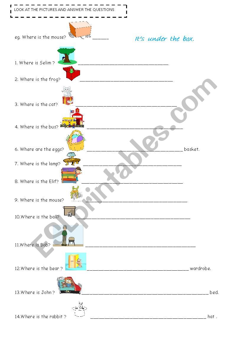 prepositions worksheet