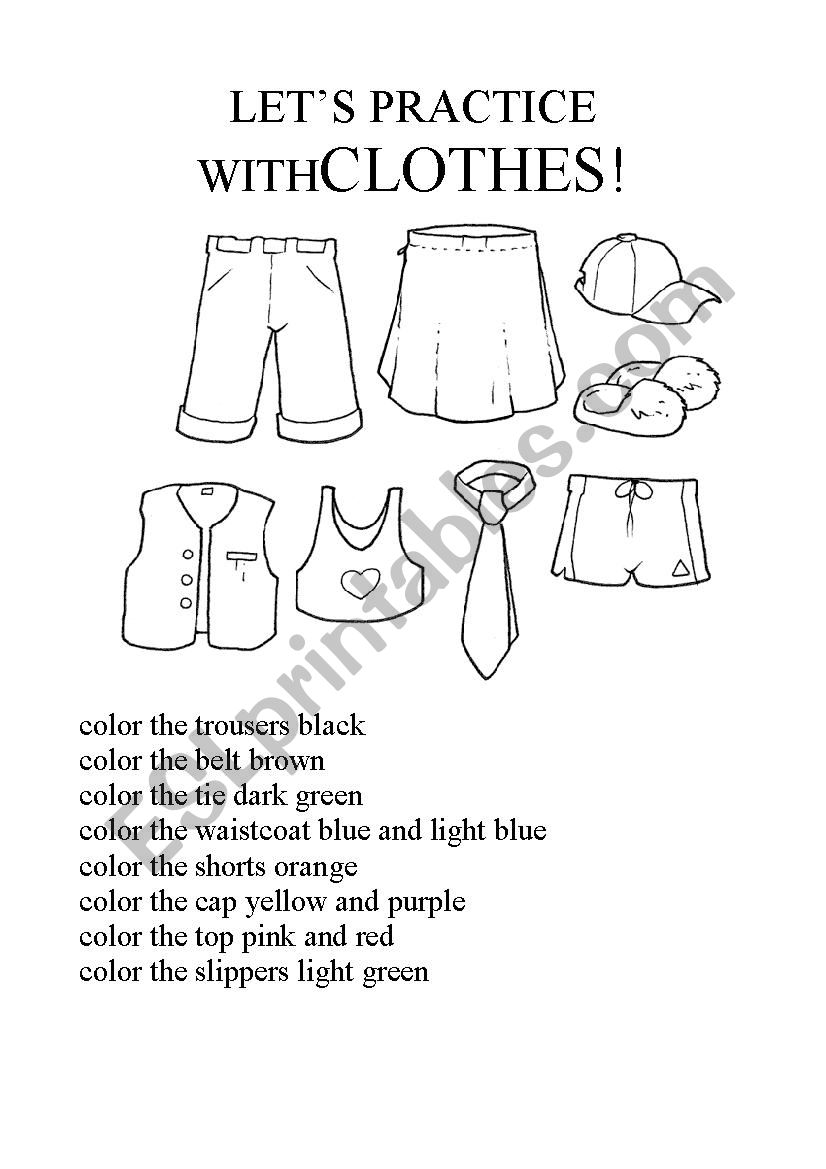 Lets practice with clothes! worksheet