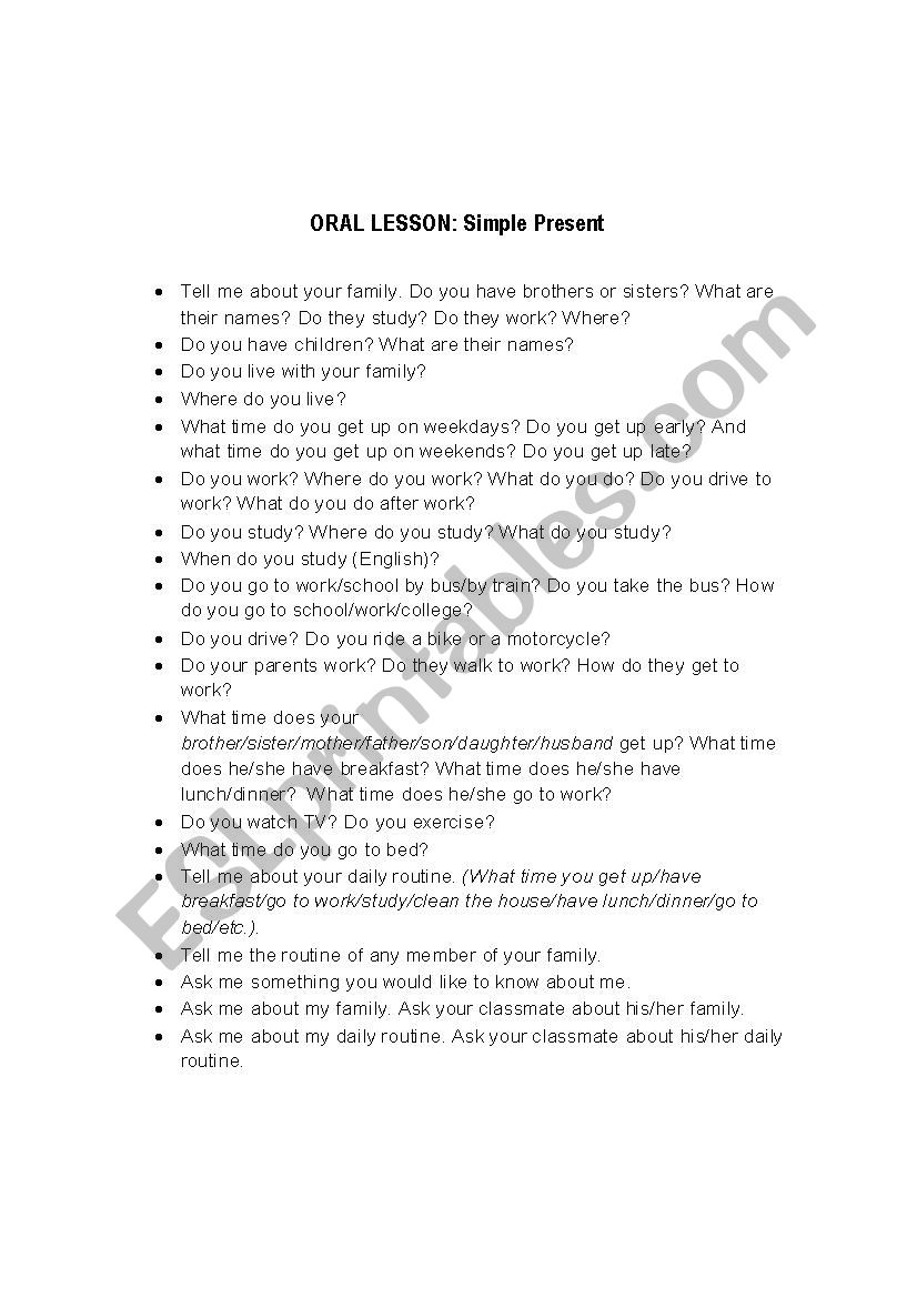 Simple Present Questions  worksheet