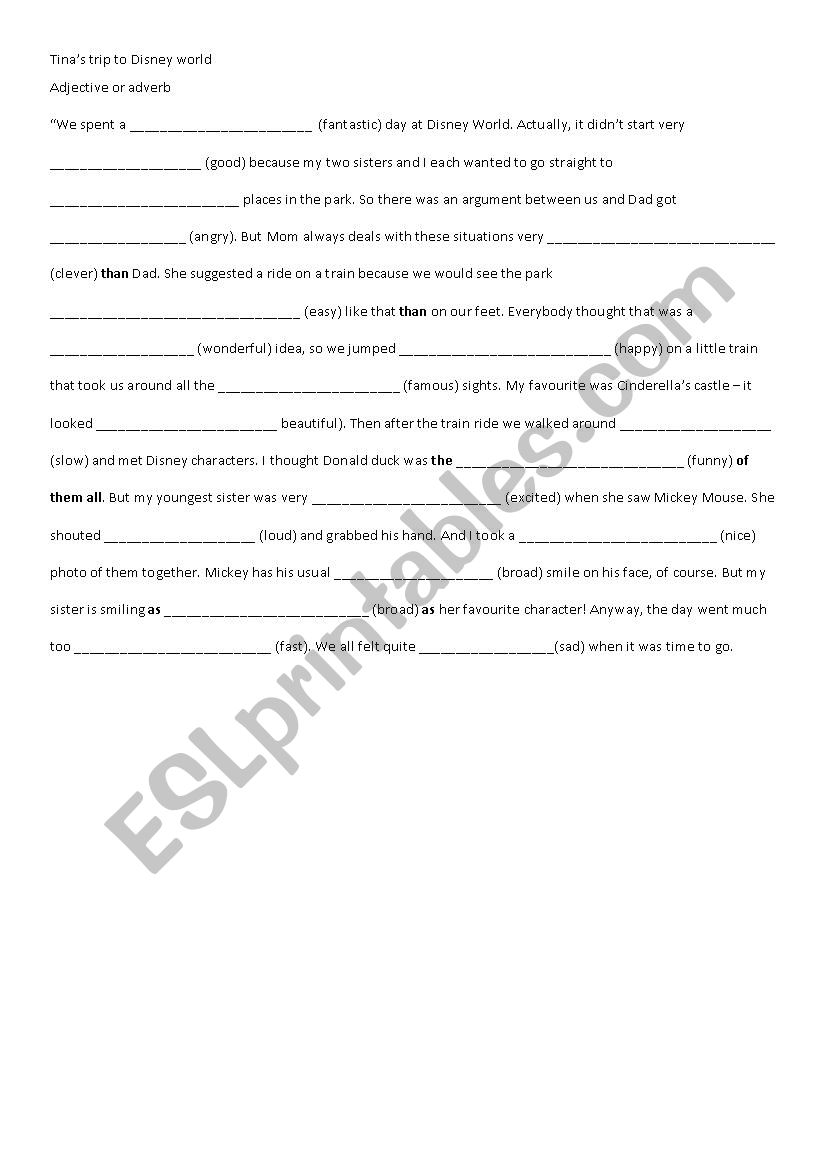 adjective or adverb worksheet