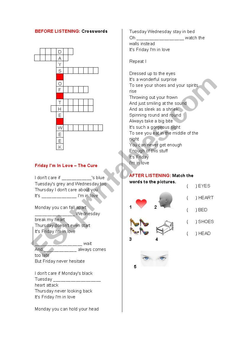 Friday, Im in love song activity