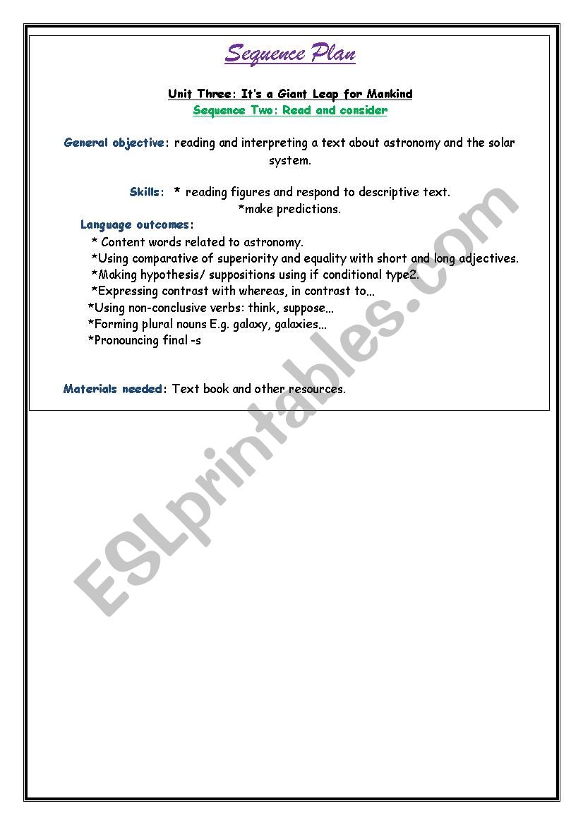 Astronomy Lesson Plan Esl Worksheet By Asma231985