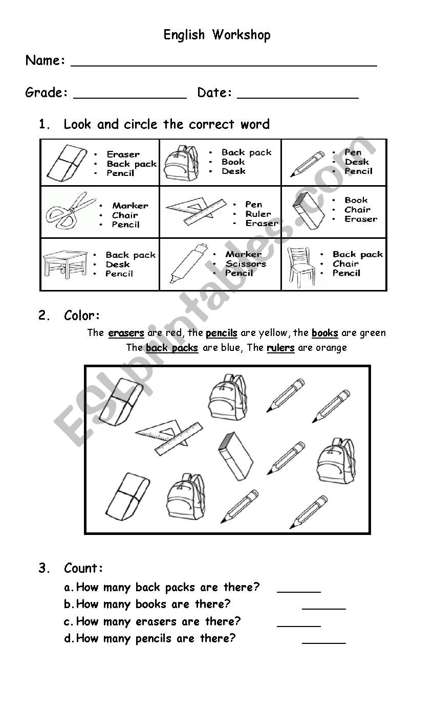 Classroom Objects - ESL worksheet by andreachimenea