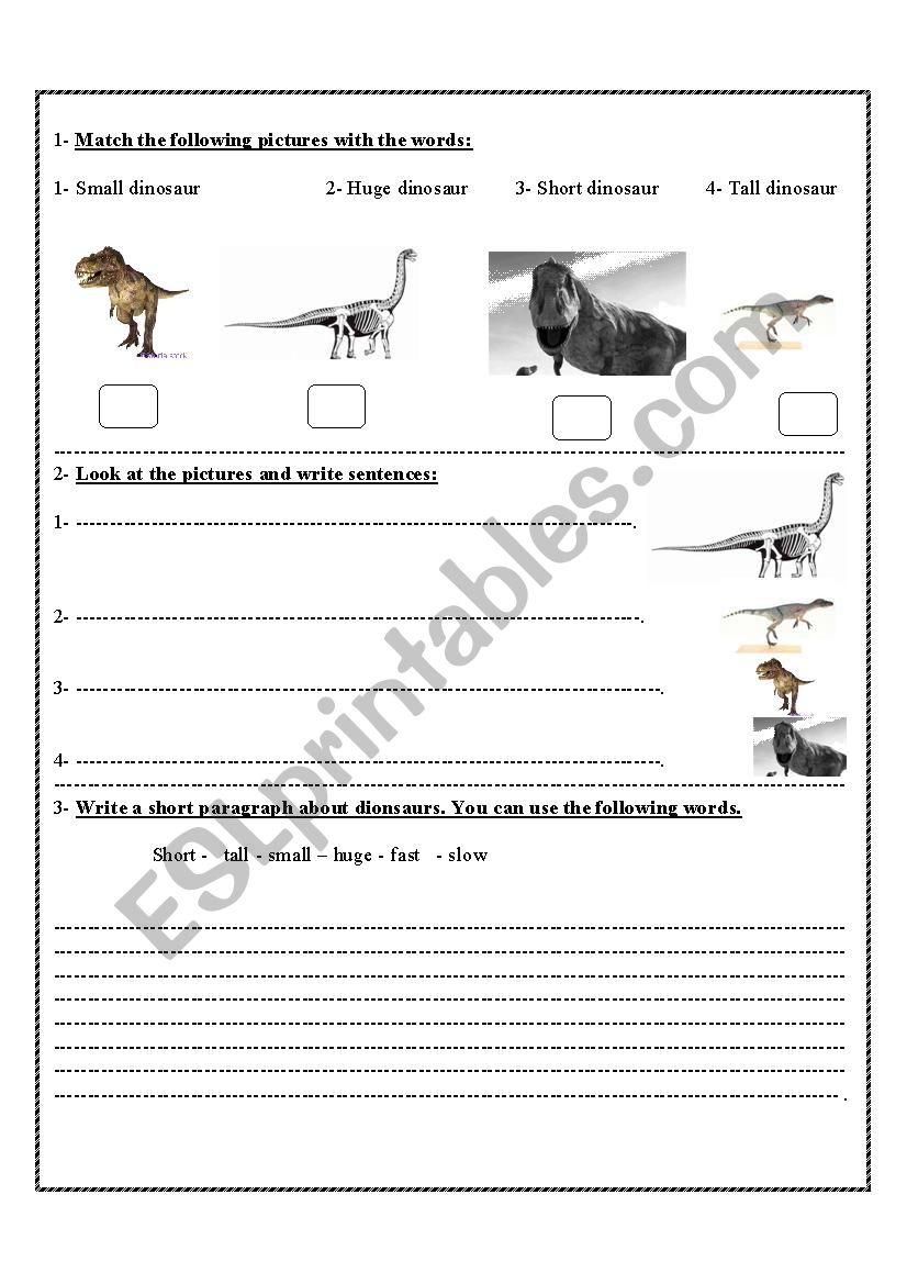 dinosaurs worksheet