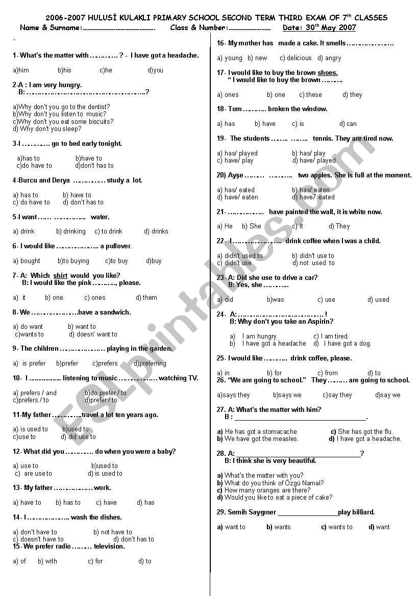 test2 - ESL worksheet by oykutan2006