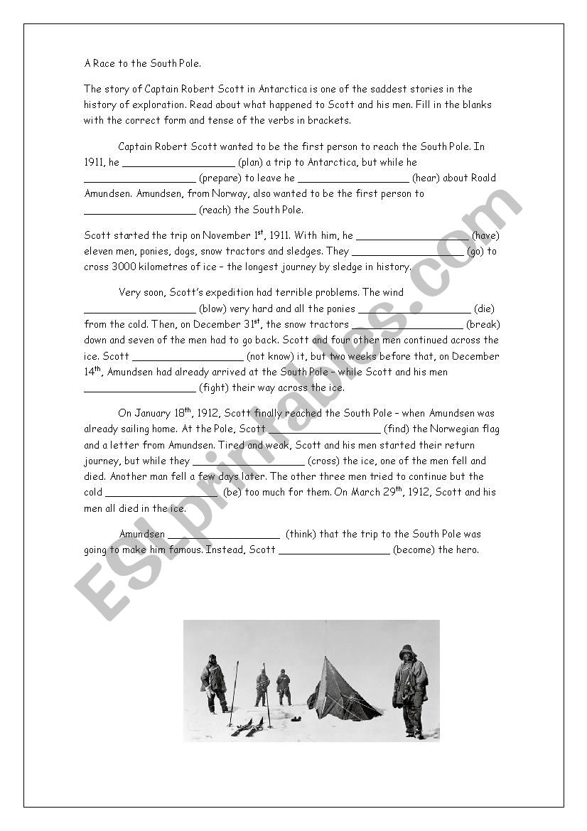 A Race to the South Pole. worksheet