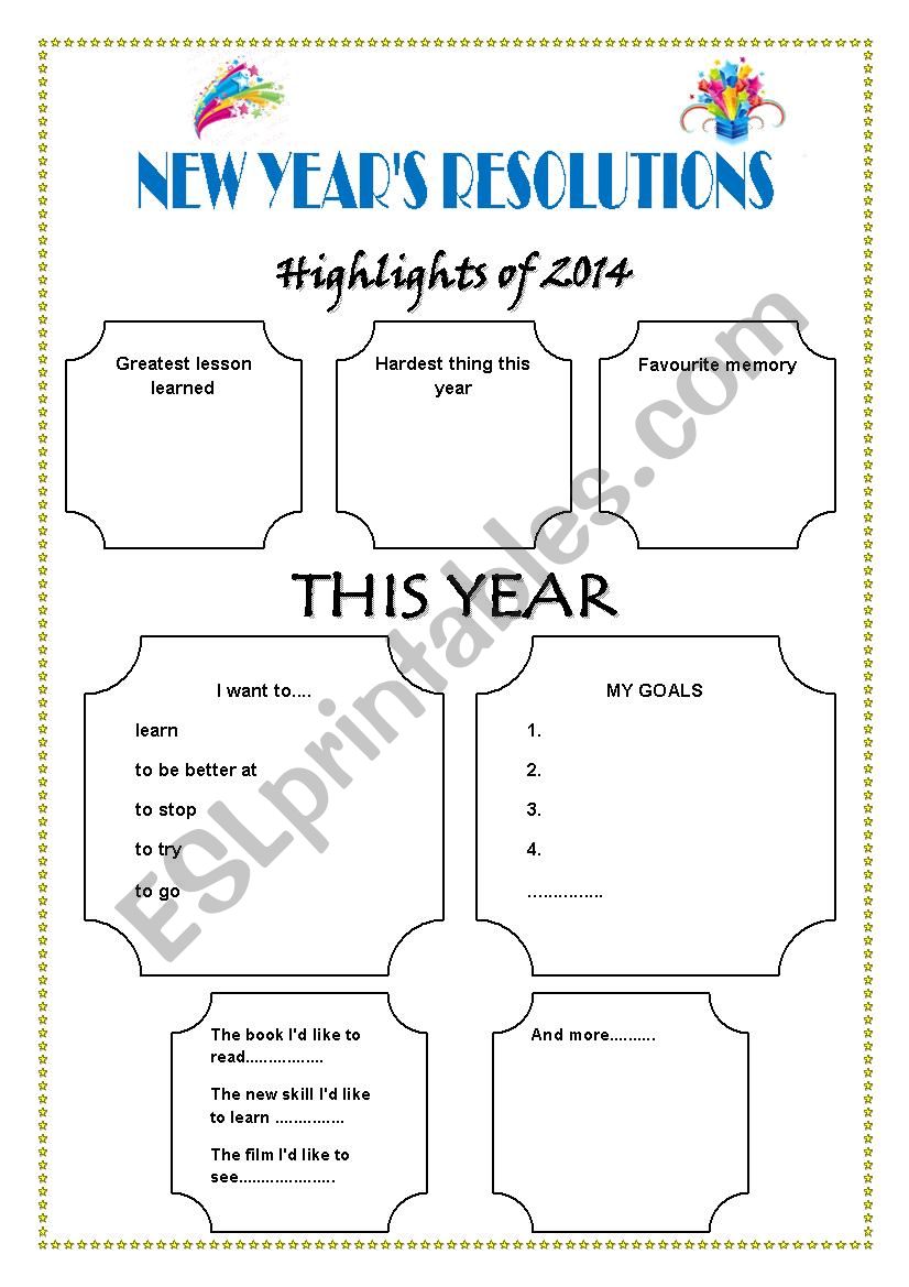 New Year´s Resolutions - ESL Worksheet By Aslanysm