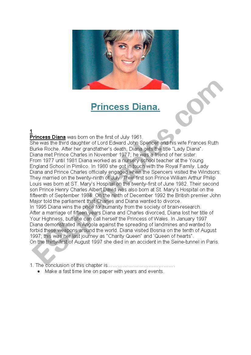 Princess Diana. - ESL worksheet by Philie